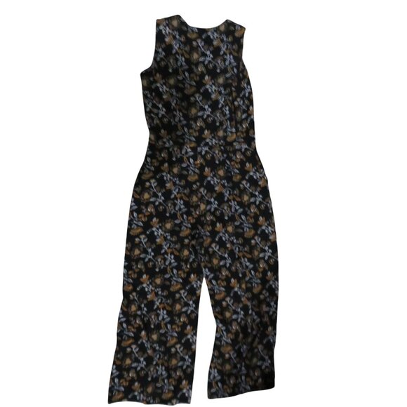Michael Kors Sleeveless Black & Yellow Floral capri jumpsuit size 0 - Picture 3 of 7